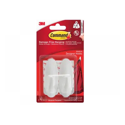 Command™ 17081 Medium White Designer Hooks (Pack 2)