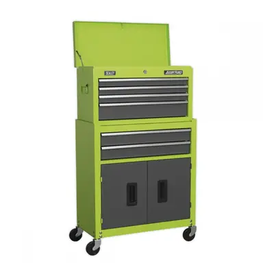 Sealey AP2200BBHV Topchest & Rollcab Combination 6 Drawer With Ball-Bearing Slides - Hi-Vis Gree