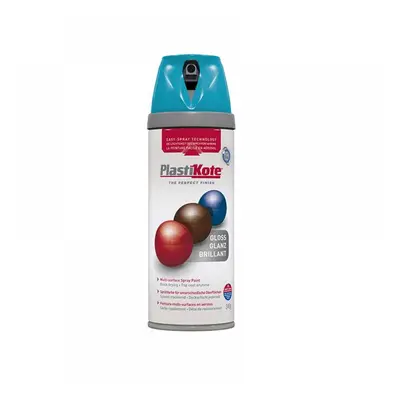 Plastikote 021118 Twist & Spray Gloss Mediterranean Blue 400Ml