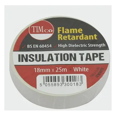 Timco ITWHITE Pvc Insulation Tape - White 25M X 18Mm Roll Pack 10