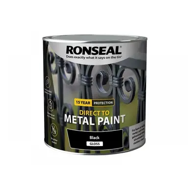 Ronseal 39212 Direct To Metal Paint Black Gloss 2.5 Litre