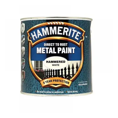 Hammerite 5084839 Direct To Rust Hammered Finish Metal Paint White 2.5 Litre