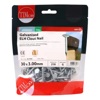 Timco GEC30MB Extra Large Head Clout Nails - Galvanised 30 X 3.00