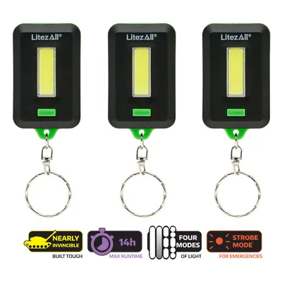 Litezall 24389 Cobfob Tactical Keychain 120 Lumens (3 Pack)