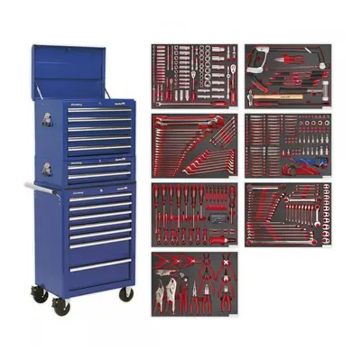 Sealey TBTPCOMBO5 Tool Chest Combination 14 Drawer With Ball-Bearing Slides - Blue & 446Pc Tool 