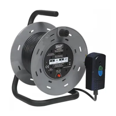 Sealey BCR25RCD Cable Reel 25M 4 X 230V 1.25Mm² Thermal Trip With Rcd Plug