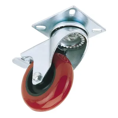 Draper 65514 Swivel Plate Fixing Polyurethane Wheel With Brake 75Mm Diameter S.w.l. 70Kg each