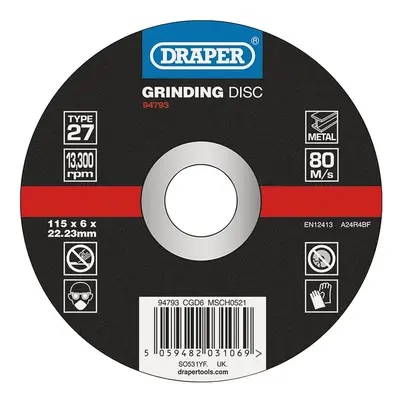 Draper 94793 Dpc Metal Grinding Disc 115 X 6 X 22.23Mm each 1