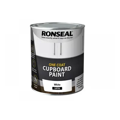 Ronseal 37489 One Coat Cupboard Paint White Satin 750Ml