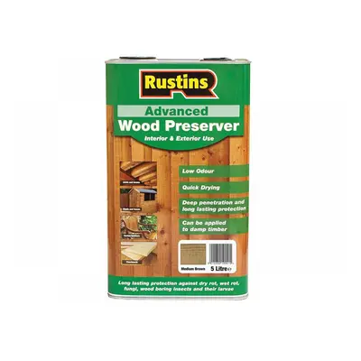 Rustins AWMB5000 Advanced Wood Preserver Mid Brown 5 Litre