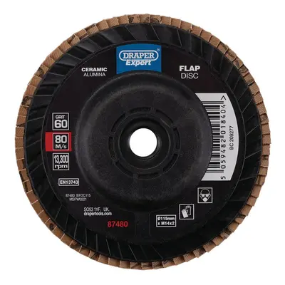 Draper Expert 87480 Ceramic Flap Disc 115Mm M14 60 Grit each 1