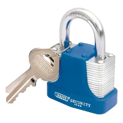 Draper 64181 Laminated Steel Padlock And 2 Keys With Hardened Steel Shackle And Bumper 44Mm each