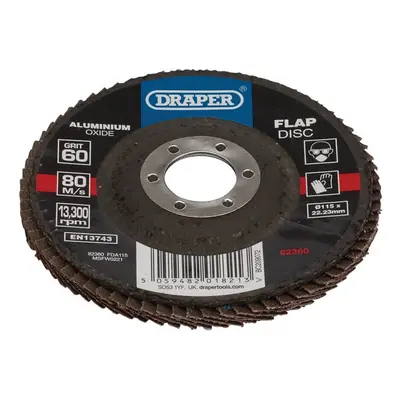 Draper 82360 Aluminium Oxide Flap Disc 115 X 22.23Mm 60 Grit each 1