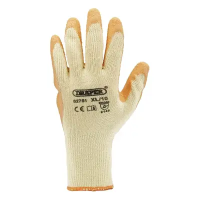 Draper 82751 Heavy Duty Latex Coated Work Gloves Extra Large Orange (Pack Of 10) per pack