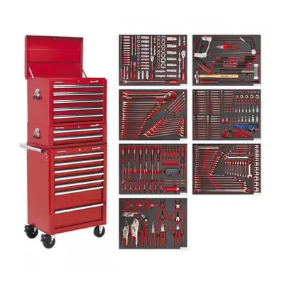 Sealey TBTPCOMBO1 Tool Chest Combination 14 Drawer With Ball-Bearing Slides - Red & 446Pc Tool K