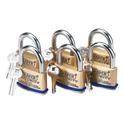 Draper 67663 Solid Brass Padlocks With Hardened Steel Shackle 60Mm (Pack Of 6) per pack