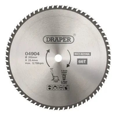 Draper 04904 Tct Multi-Purpose Circular Saw Blade 355 X 25.4Mm 66T each 1