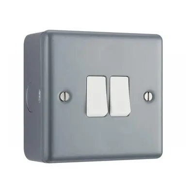 Masterplug MC542-01 Metal Clad 2-Gang 2-Way Light Switch