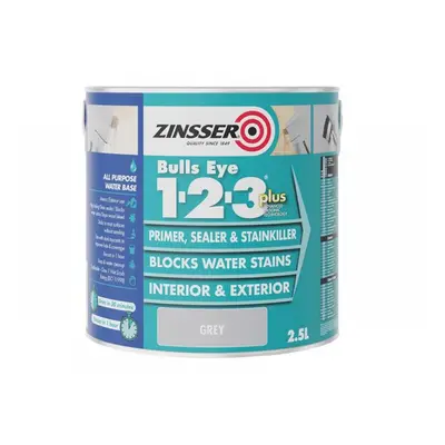 Zinsser ZN7190353C1 Bulls Eye® 1-2-3 Plus Primer Sealer & Stain Killer Grey 2.5 Litre