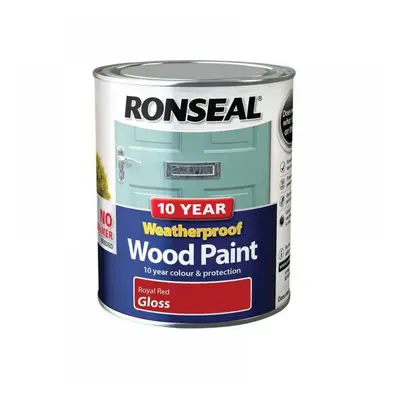 Ronseal 38776 10 Year Weatherproof Wood Paint Royal Red Gloss 750Ml