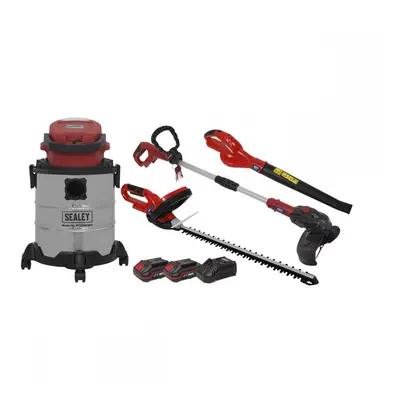 Sealey CP20VCOMBO3 4 X 20V Sv20 Series Cordless Garden Power Tool Combo Kit - 2 Batteries