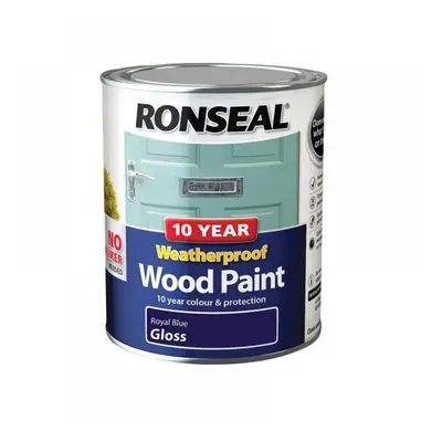 Ronseal 38777 10 Year Weatherproof Wood Paint Royal Blue Gloss 750Ml