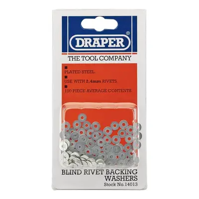 Draper 14013 Rivet Backing Washers 2.4Mm (100 Piece) per card