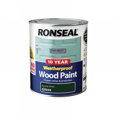 Ronseal 38778 10 Year Weatherproof Wood Paint Racing Green Gloss 750Ml