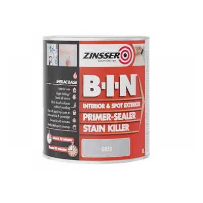 Zinsser ZN7020353D1 B.i.n® Primer Sealer & Stain Killer Paint Grey 1 Litre