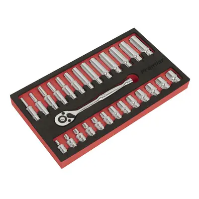 Sealey AK66721 Ratchet Wrench & Socket Set 27Pc 1/4inSq Drive