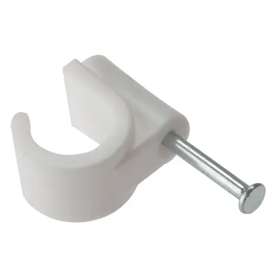 Fmproducts Pipe Clips - Hardened Masonry Nail | 28Mm | White Plastic | Box 50 PCMN28