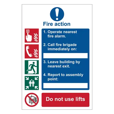 Draper 72154 Fire Action Procedureft Mandatory Sign 200 X 300Mm Design 1 each