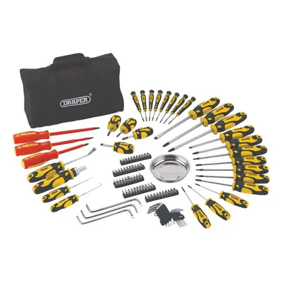 Draper 03992 Screwdriver And Bit Set With Soft Storage Bag Yellow (100 Piece) 101