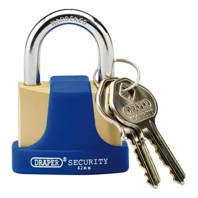 Draper 64165 Solid Brass Padlock And 2 Keys With Hardened Steel Shackle And Bumper 42Mm each