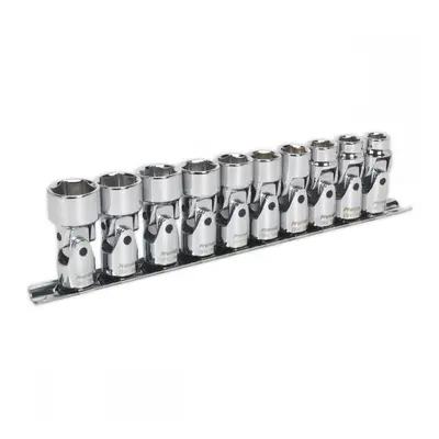 Sealey AK2710 Universal Joint Socket Set 10Pc 3/8inSq Drive 6Pt Walldrive® Metric