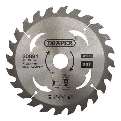 Draper 20891 Tct Circular Saw Blade For Wood 185 X 25.4Mm 24T each 1