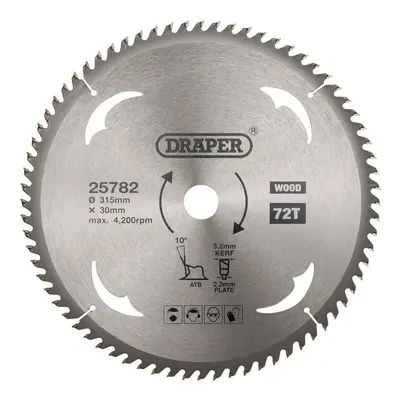 Draper 25782 Tct Circular Saw Blade For Wood 315 X 30Mm 72T each 1