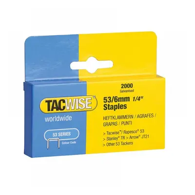 Tacwise 0334 53 Light-Duty Staples 6Mm (Type Jt21 A) (Pack 2000)