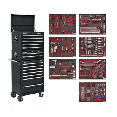 Sealey TBTPCOMBO2 Tool Chest Combination 14 Drawer With Ball-Bearing Slides - Black & 446Pc Tool