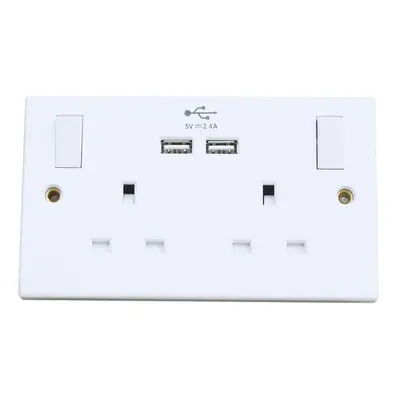 Dencon 4410NB Switched Socket 2-Gang + 2 Usb Ports 13A