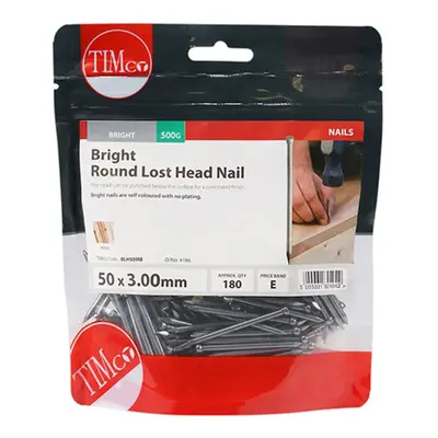 Timco BLH50MB Round Lost Head Nails - Bright 50 X 3.00