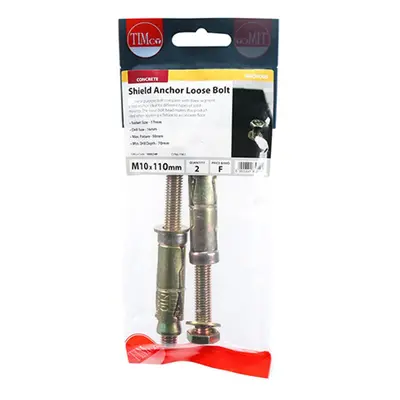 Timco 1050LSHP Shield Anchor Loose Bolts - Yellow M10:50L (M10 X 110) TIMpac 2