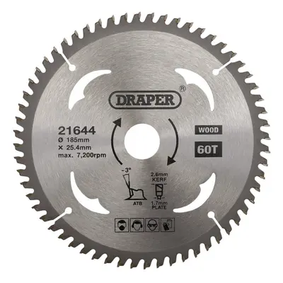 Draper 21644 Tct Circular Saw Blade For Laminate & Wood 185 X 25.4Mm 60T each 1