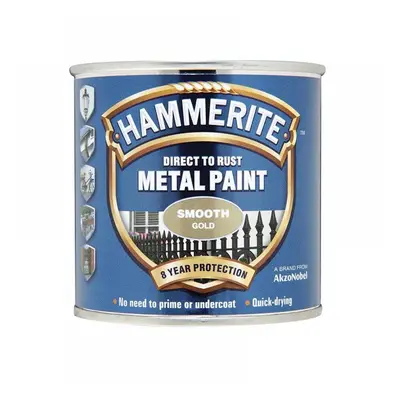 Hammerite 5084847 Direct To Rust Smooth Finish Metal Paint Gold 250Ml