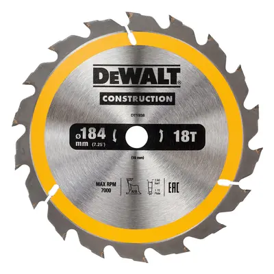 Dewalt Dt1938 Construction Circular Saw Blade 185 X 16Mm X 18T