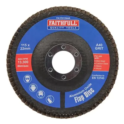 Faithfull Aluminium Oxide Flap Disc 115 X 22Mm 40 Grit