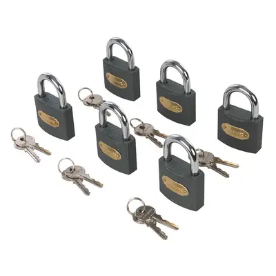 Silverline 407238 Iron Padlock Keyed Alike 6Pk 50Mm Each 6