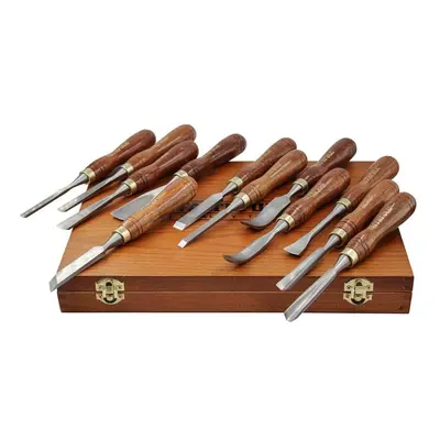 Faithfull Wood Carving Chisels Set In Case 12 Piece