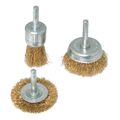 Silverline 985332 Brassed Steel Wire Wheel & Cup Brush Set 3Pce 3Pce Each 1