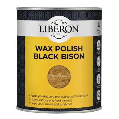 Liberon 126885 Black Bison Wax Paste Medium Oak 1Kg